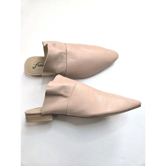 Free People Sienna Mules Size 6 -6.5 (36.5) Leather Ruffle Slides Pointy Pink - Picture 7 of 10